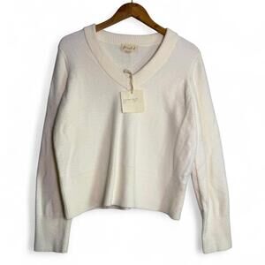 Brand New Women's Marled V-Neck Sweater in Egret size L